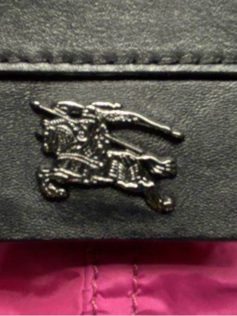 Burberry Fuchsia Tote with Black Leather Trim - Picture 9 of 12